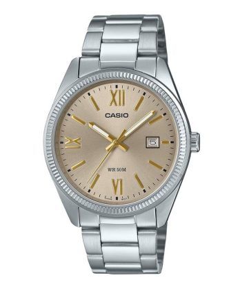 Casio Standard Analog Ion-belagt rustfrit stål Beige Urskive Quartz MTP-1302DD-9AV herreur