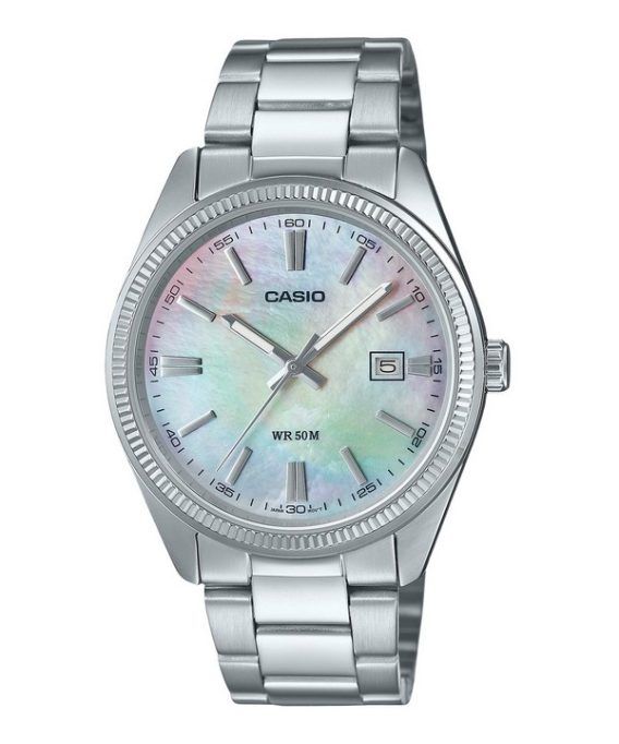 Casio Standard Analog Ion Belagt Rustfrit Stål Mother Of Pearl Quartz MTP-1302DS-7AV herreur