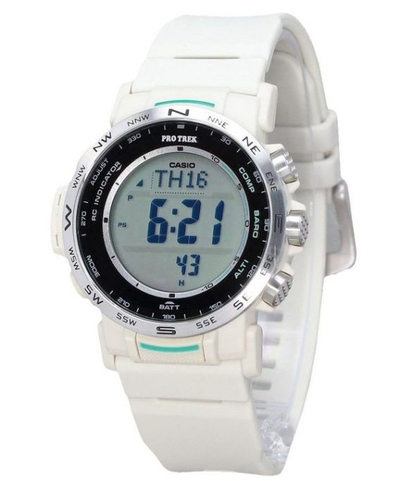 Casio ProTrek Climber Line digital hvid biobaseret harpiksrem Tough Solar PRW-35-7 100M herreur