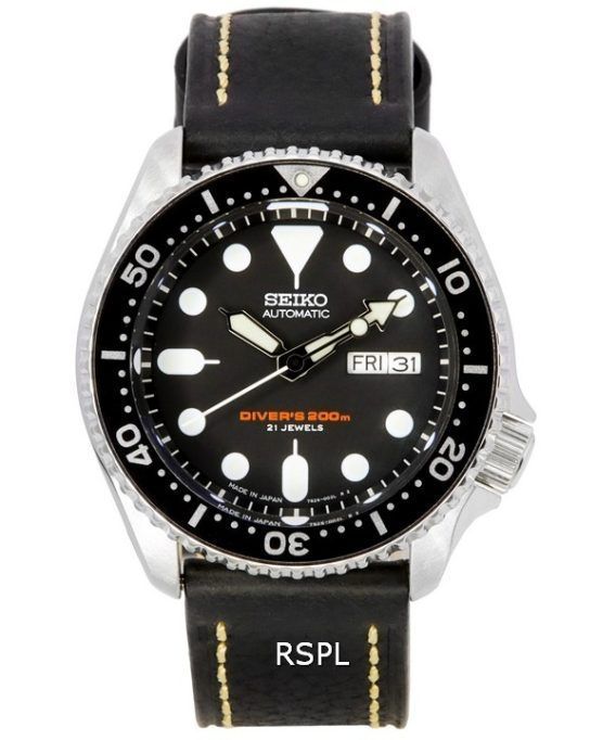 Seiko Automatic Diver's Black Leather SKX007J1-LS2 200M Mens Watch