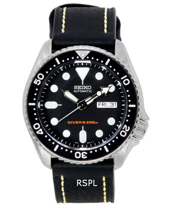 Seiko Automatic Divers Black Leather SKX007K1-LS2 200M Mens Watch