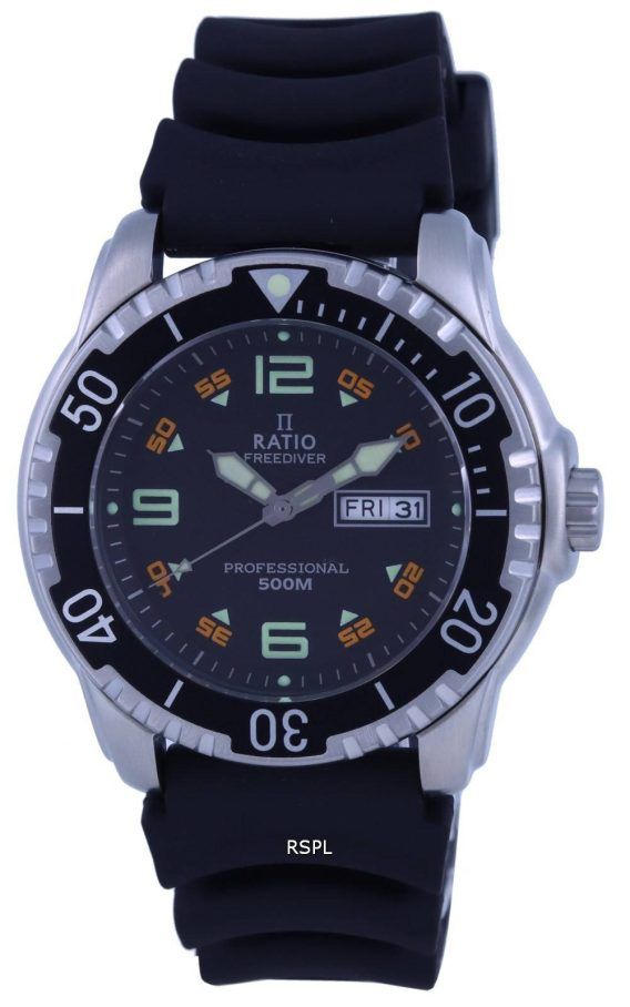 Ratio FreeDiver Black Dial PU-rem Quartz 48HA90-19-BLK 500M herreur