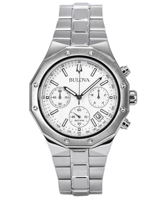 Bulova Classic Precisionist Chronograph Rustfrit Stål Sølv Urskive Quartz 96B408 100M herreur