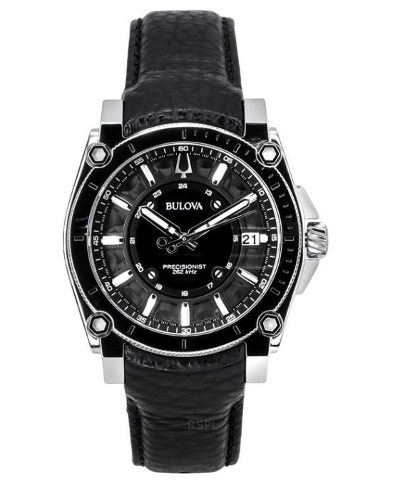 Bulova Icon Precisionist Læderrem Grå Urskive Quartz 96B416 100M herreur