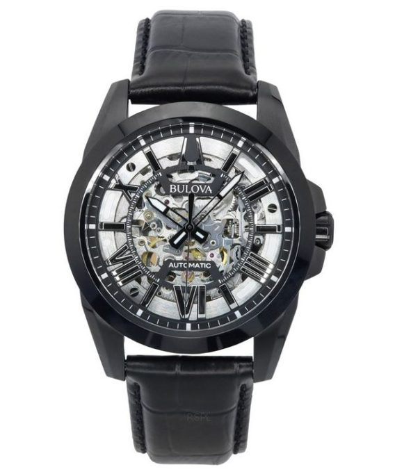 Bulova Classic Sutton Læderrem Sølv Skeleton Dial Automatisk 98A304 100M herreur