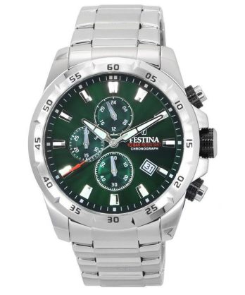 Festina Sports Chorongraph Rustfrit stål Grøn skive Quartz F20463-3 F204633 100M herreur