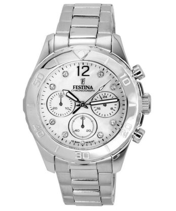 Festina Boyfriend Chronograph Silver Dial Quartz F20603-1 F206031 100M dameur