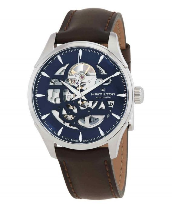 Hamilton Jazzmaster Skeleton Læderrem Blue Dial Automatisk H42535541 Herreur