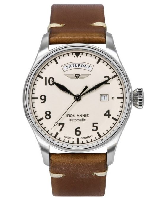 Iron Annie Flight Control Brun læderrem Beige Full Luminous Dial Automatisk 51643 herreur