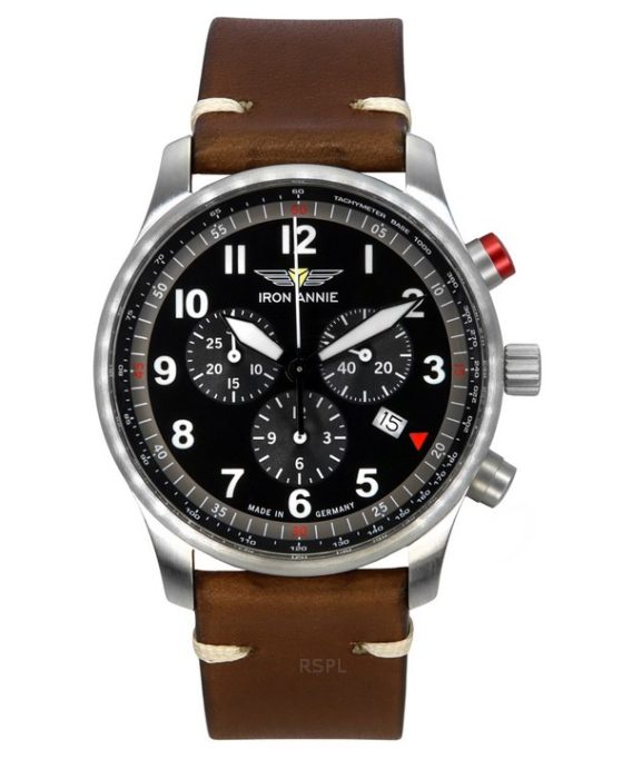 Iron Annie F13 Tempelhof Chronograph Brun læderrem Black Dial Quartz 56882 Herreur