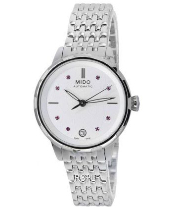 Mido Rainflower Crystal Accents White Dial Automatisk M043.207.11.011.00 M0432071101100 Dameur