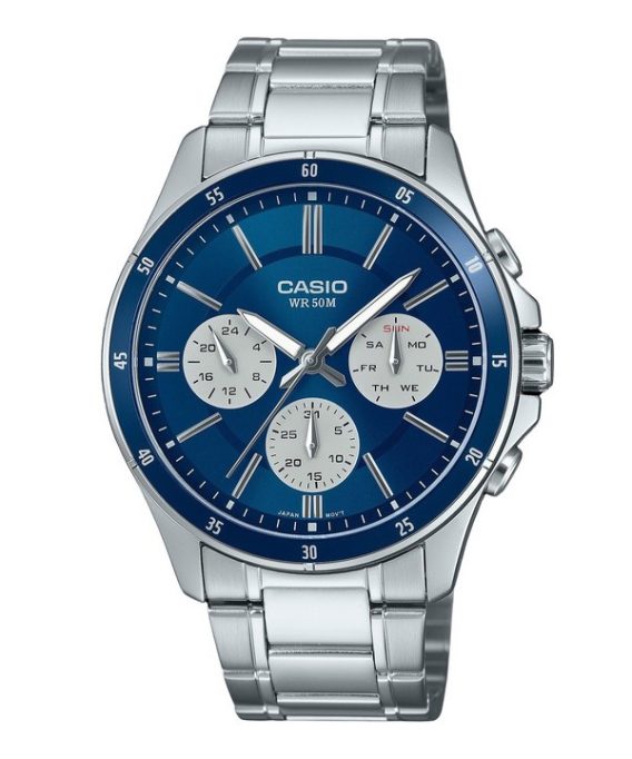 Casio Standard Analog Ion Belagt rustfrit stål Blue Dial Quartz MTP-1374D-2A3V herreur