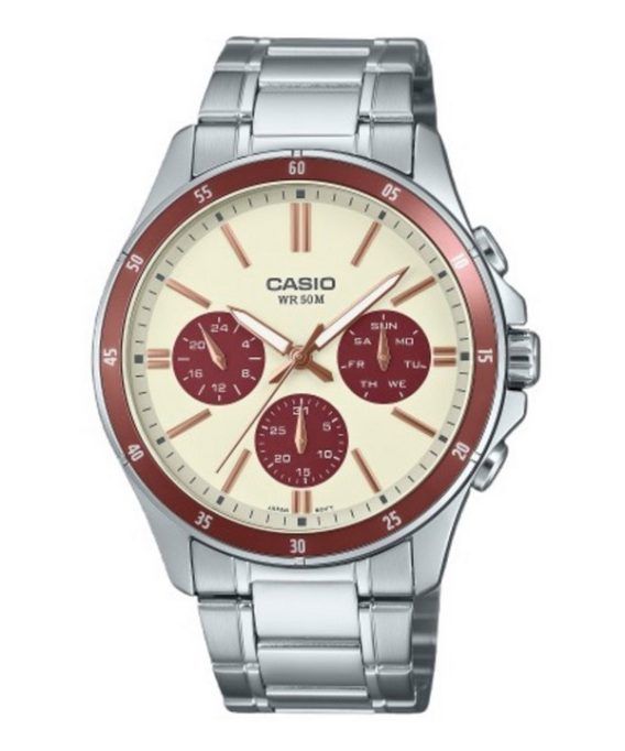 Casio standard analog ionbelagt rustfrit stål cremeskive Quartz MTP-1374D-5A2V herreur