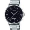 Casio Standard Analog rustfrit stål Marmor inspireret sort skive Quartz MTP-VT01DM-1A herreur