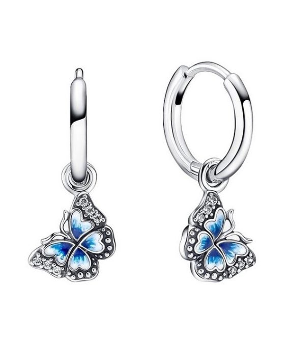 Pandora Blue Butterfly Hoop Øreringe Sterling Sølv 290778C01 Til Kvinder