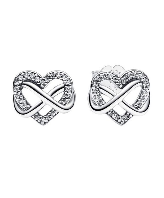 Pandora Sparkling Infinity Heart Stud Øreringe 292667C01 til kvinder