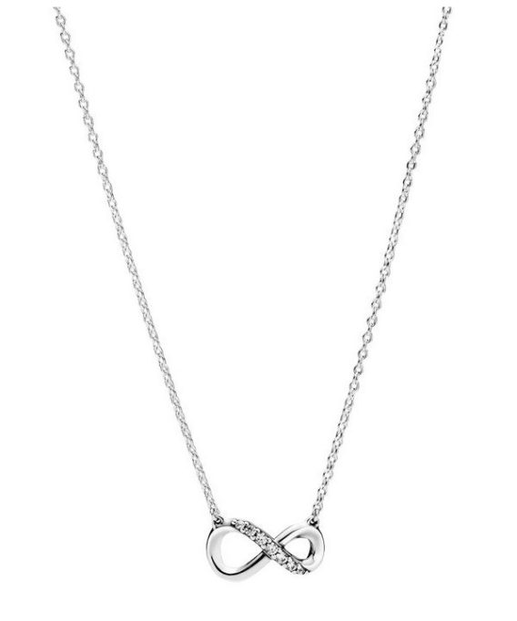 Pandora Moments Infinity Collier halskæde i sterlingsølv med klare cubic zirconia 398821C01-50 til kvinder