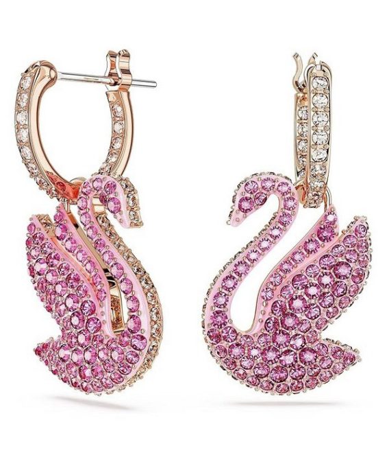 Swarovski Swan Pink krystAlleer og roseguld tonebelagte dråbeøreringe 5647544 til kvinder