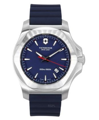 Victorinox Swiss Army INOX gummirem Blue Dial Quartz Diver&#39,s 241688-1 200M herreur