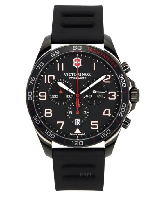 Victorinox Swiss Army Fieldforce Sport Chronograph Gummi Rem Black Dial Quartz 241889 100M herreur