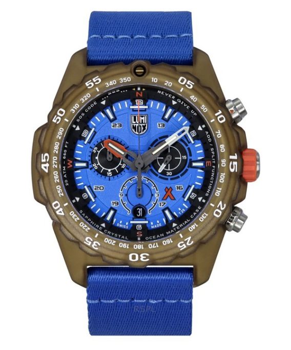 Luminox Bear Grylls Survival Master ECO Tide Chronograph Blue Dial Quartz Diver&#39,s XB.3743.ECO 200M herreur