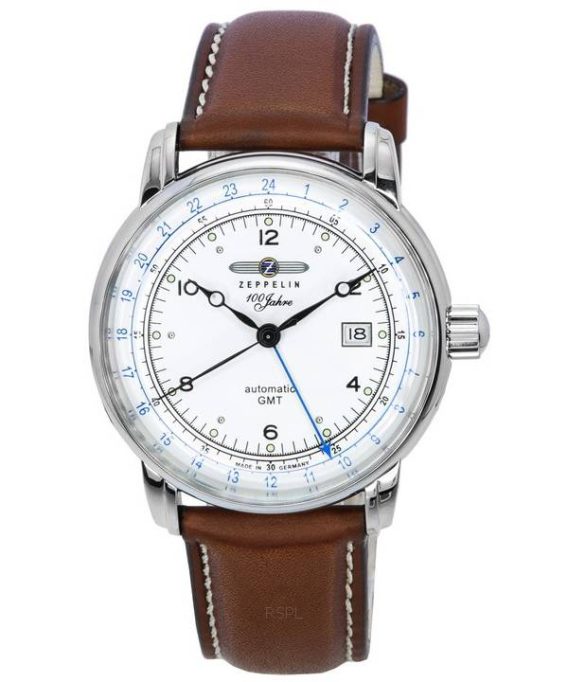 Zeppelin 100 Jahre GMT læderrem Silver Dial Automatisk 86661 herreur