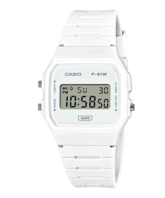 Casio Pop digital biobaseret hvid harpiksrem Quartz F-91WB-7A 100M unisex-ur