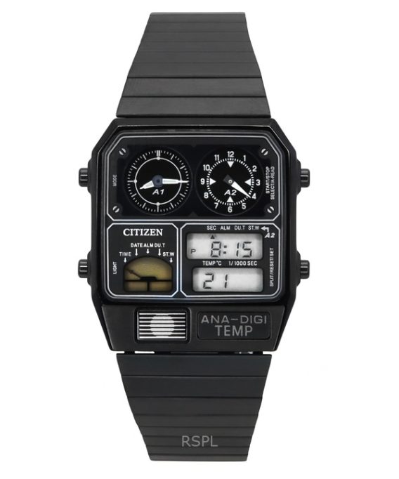 Citizen Analog Digital Dual Time Rustfrit Stål Sort Urskive Quartz JG2105-93E Herreur