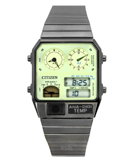 Citizen Analog Digital Dual Time rustfrit stål Grøn skive Quartz JG2147-85X herreur