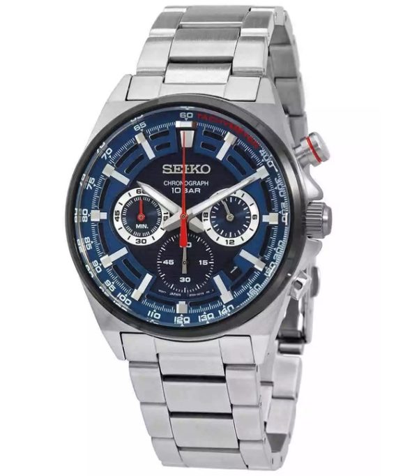 Seiko Conceptual Chronograph rustfrit stål blå skive kvarts SSB407P1 100M herreur