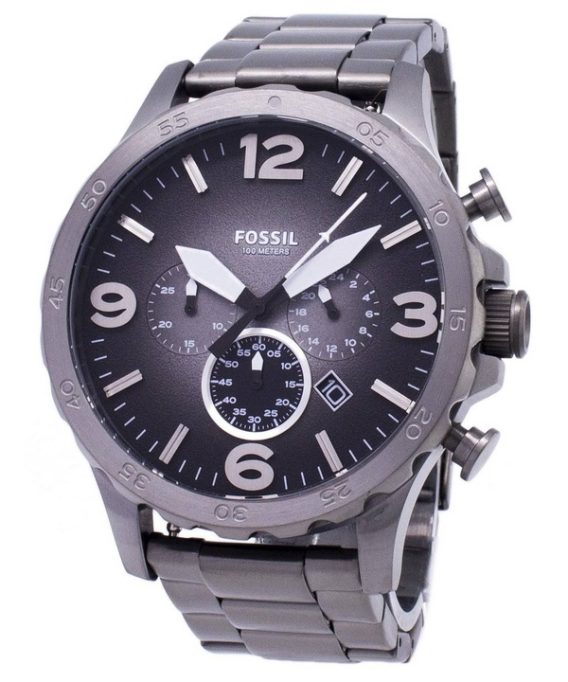 Renoveret Fossil Nate Chronograph Smoke Grey Dial JR1437 herreur