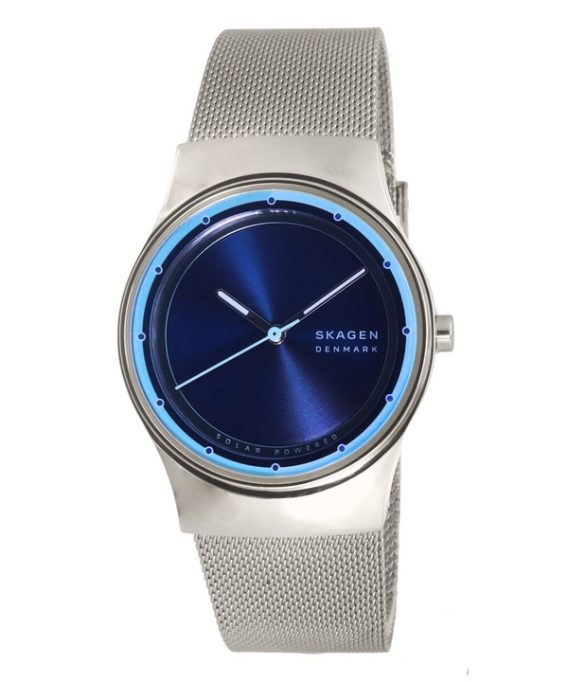 Renoveret Skagen Sol Rustfrit Stål Mesh Ocean Blue Dial Solar Powered SKW3024 Dameur