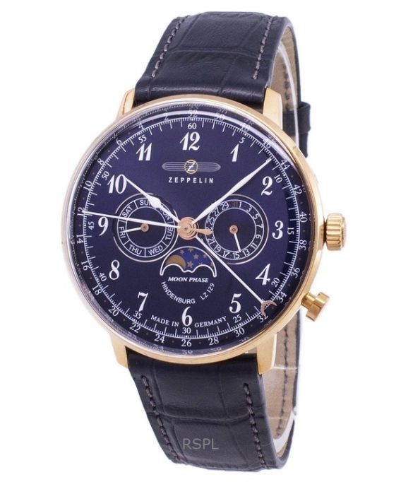 Renoveret Zeppelin LZ 129 Hindenburg Blue Dial Germany Made Quartz 70383 herreur