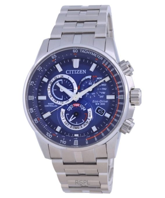 Renoveret Citizen PCAT radiostyret kronograf Blue Dial Eco-Drive Diver&#39,s CB5880-54L 200M herreur