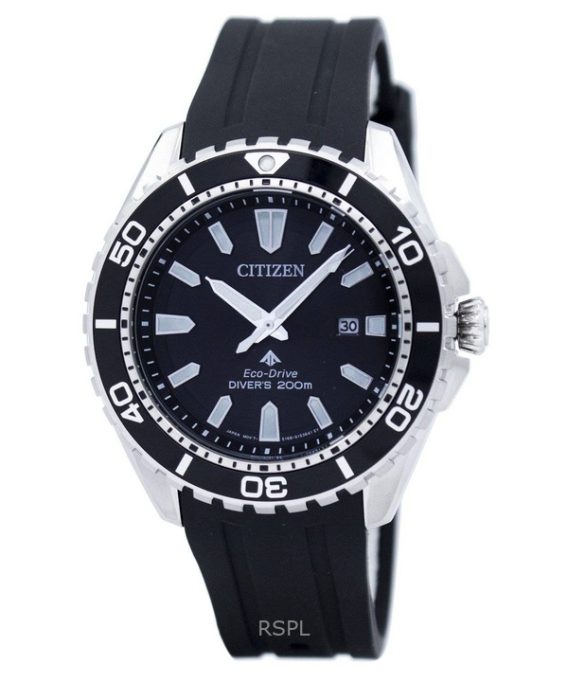 Renoveret Citizen Promaster polyurethanrem Black Dial Diver&#39,s Eco-Drive BN0190-15E 200M herreur