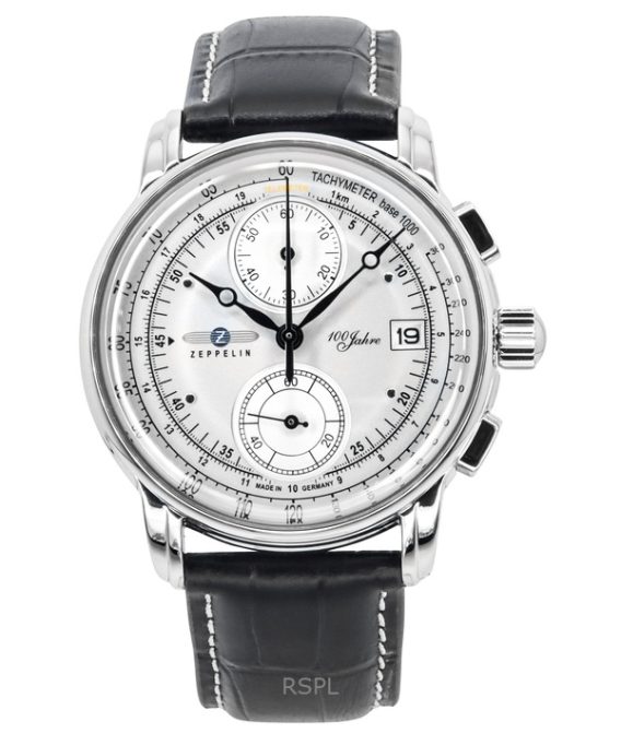 Zeppelin 100 Jahre Chronograph læderrem Silver Dial Quartz 86701 herreur