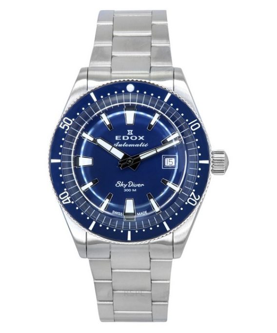 Edox Skydiver Date Limited Edition Rustfrit Stål Blue Dial Automatisk Diver&#39,s 80126 3BUM BUIN 300M herreur