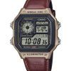 Casio Standard Digital World Time Læderrem Quartz AE-1200WHL-5AV 100M herreur