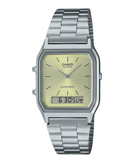 Casio Vintage Analog Digital Light Champagne Urskive Quartz AQ-230A-9AMQY Unisex Ur