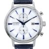 Citizen Eco-Drive Chronograph læderrem hvid skive CA7069-16A herreur