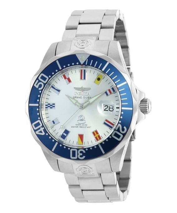 Invicta Grand Pro Diver Rustfrit Stål Sølv Urskive Automatisk Diver&#39,s 21324 300M herreur