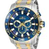 Invicta Pro Diver Scuba Chronograph Tofarvet rustfrit stål Blue Dial Quartz 26082 100M herreur