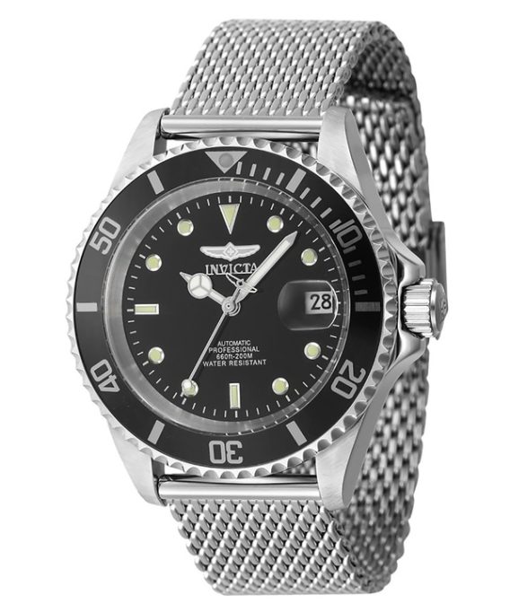 Invicta Pro Diver Rustfrit Stål Sort Urskive Automatisk Diver&#39,s 47720 200M herreur