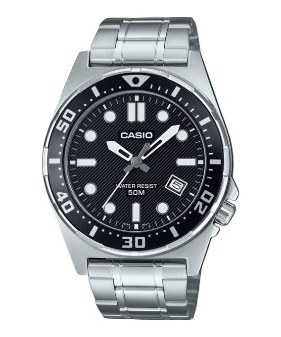 Casio Standard Analog Rustfrit Stål Sort Urskive Quartz MTD-135D-1AV herreur