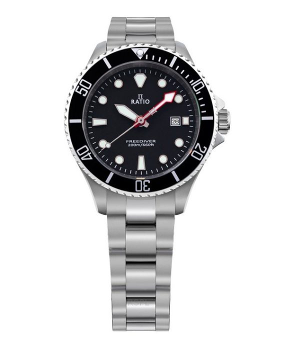 Ratio FreeDiver Sapphire Rustfrit Stål Black Dial Quartz RTFL800 200M dameur