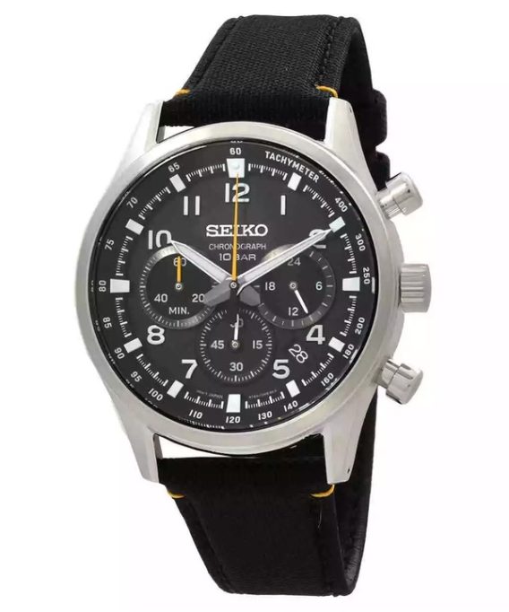 Seiko Discover More Sport Chronograph Nylonrem Black Dial Quartz SSB449P1 100M herreur