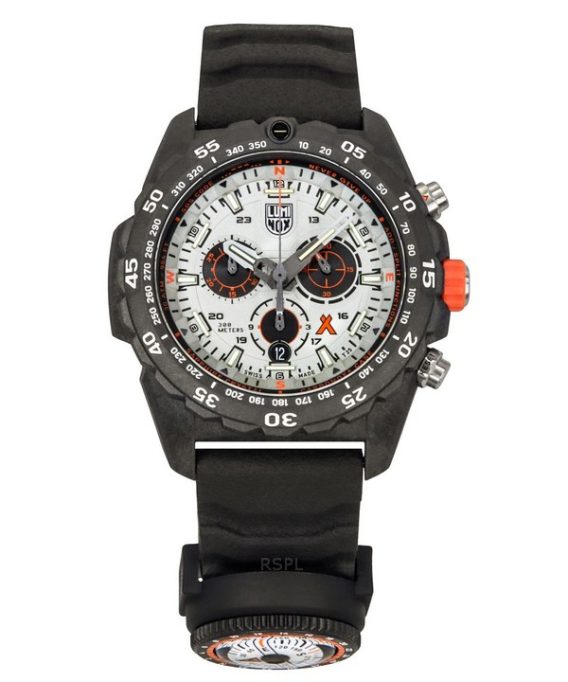 Luminox Bear Grylls Survival Master gummirem Silver Dial Quartz Diver's XB.3748 300M herreur