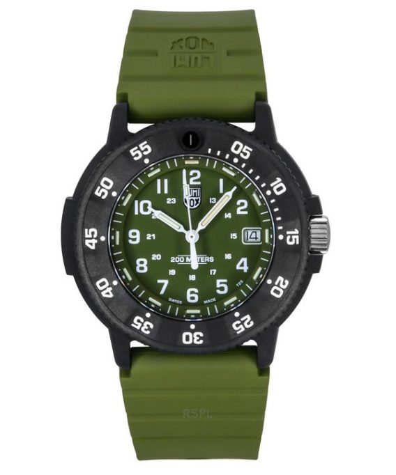 Luminox Original Navy Seal gummirem Grøn skive Quartz Diver&#39,s XS.3013.EVO.S 200M herreur