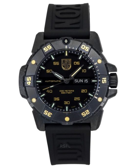 Luminox Master Carbon SEAL Limited Edition gummirem Black Dial Automatic Diver&#39,s XS.3865.GOLD 200M herreur