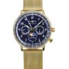 Zeppelin LZ 129 Hindenburg Moon Phase Gold Tone Rustfrit stål Blue Dial Quartz 7039M2 herreur